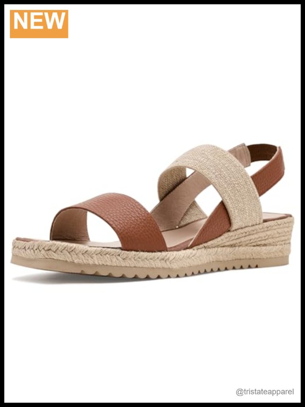 Leather Slingback Wedge Sandals Square Toe Block Heel Made in Spain